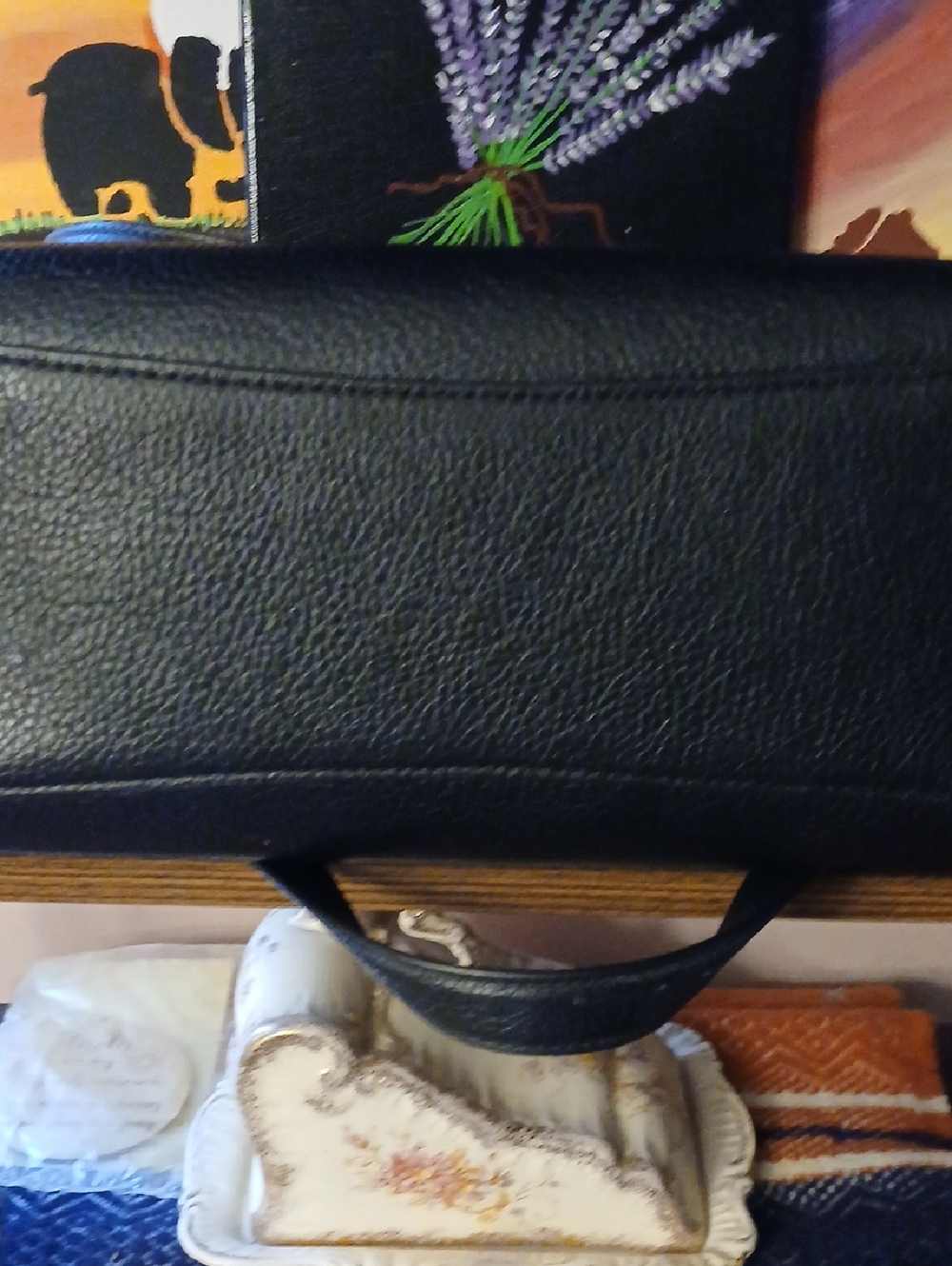Coach Black Leather Tote with Gold Chain Straps - Picture 15 of 16
